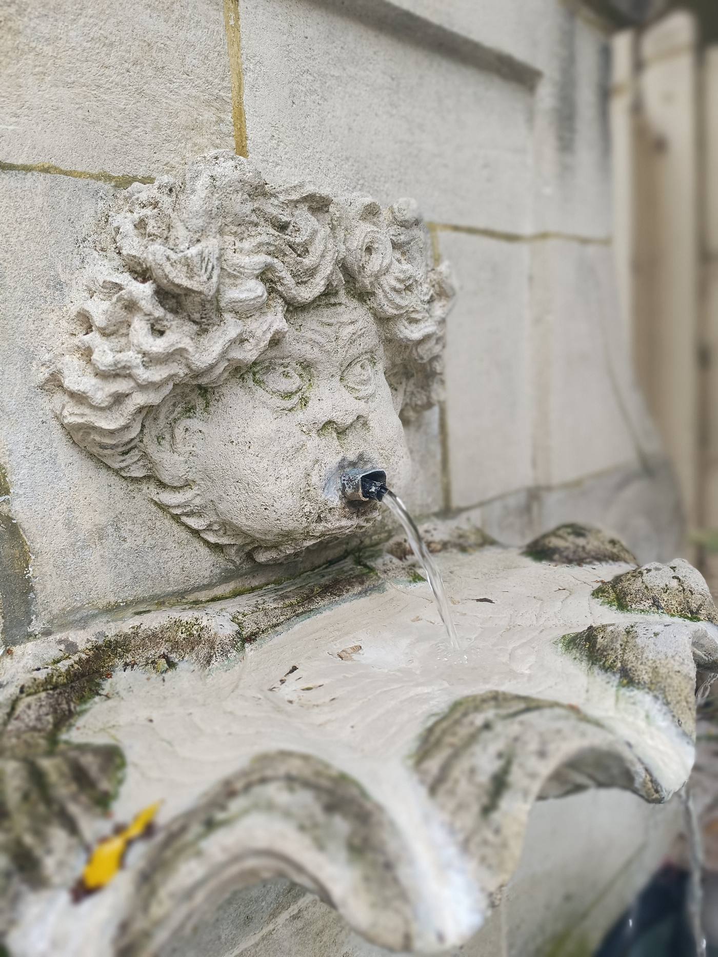 Fontaine avec bénitier en pierre de Bourgogne — Jardin en RB